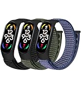 WNIPH Nylon Band Compatible with Xiaomi Mi Band 7/6/5/4/3, Soft Adjustable Sport Loop Wristband R...
