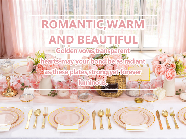 pink and gold plates