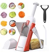 Safe Mandoline Slicer for Kitchen, Adjustable Thickness 0.1-8 mm, 5 in 1 Multi Vegetable Chopper,...