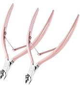 MelodySusie 2Pcs Stainless Steel Cuticle Trimmer Set with Sharp Edge, Pink | Double Spring Ergono...
