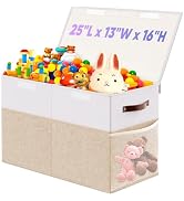 Large Toy Storage Box with Lid Divider, Sturdy Collapsible Toys Organizer Chest Kids Storage Bins...
