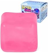 GSOOUOLD Squishy Ice Cube Fidget Toy 2.75inch/7cm, Sugar Ball Stress Cube for Kids Adults, Soft S...