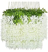 U'Artlines 24 Pack (Total 86.4 Feet) Artificial Fake Wisteria Vine Rattan Hanging Garland Silk Fl...