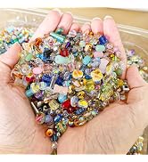 Laopottbeads Half Pound Assorted Glass Beads for Jewelry Making, 2-16mm Colorful Crystal Beads fo...