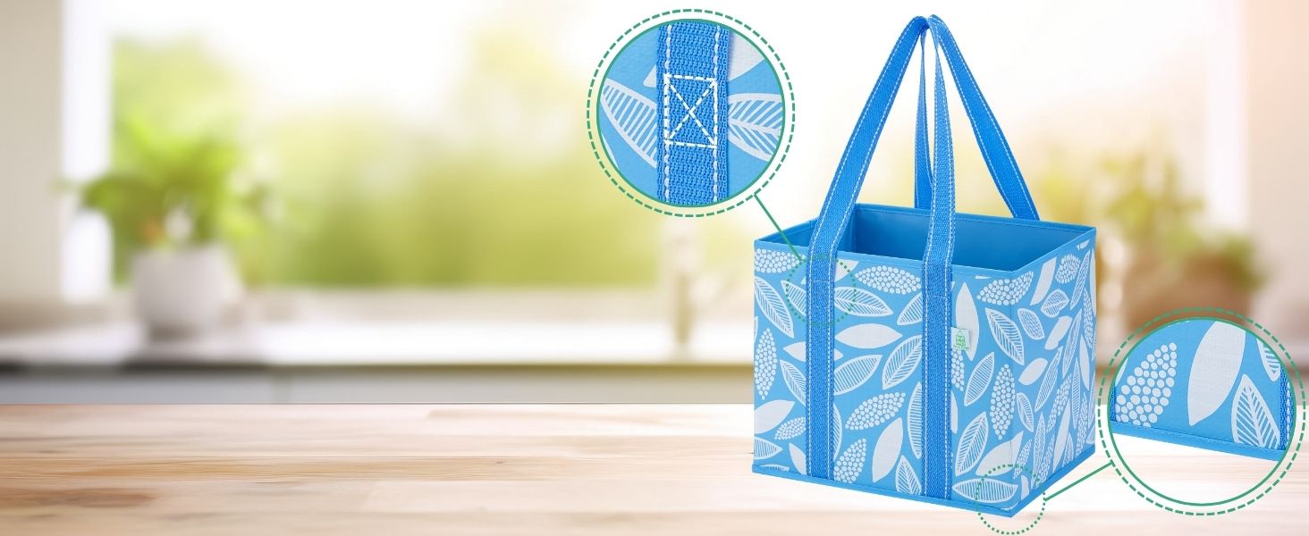 Reusable grocery bags that are sturdy handles and stay upright