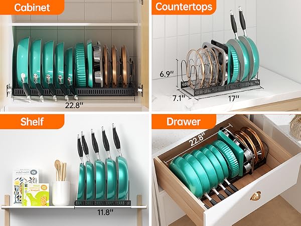 pot lid organizer for cabinet