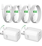 45W Phone Charger 2-Pack GaN PD Wall Charger 2-Port Compact Fast Charging Block with 4 PCS 5ft Ca...