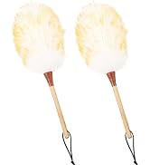 Mehellofeather Lambswool Duster 15.9 Inch Handheld Wooden Wool Duster for Cleaning Desktop Chair ...