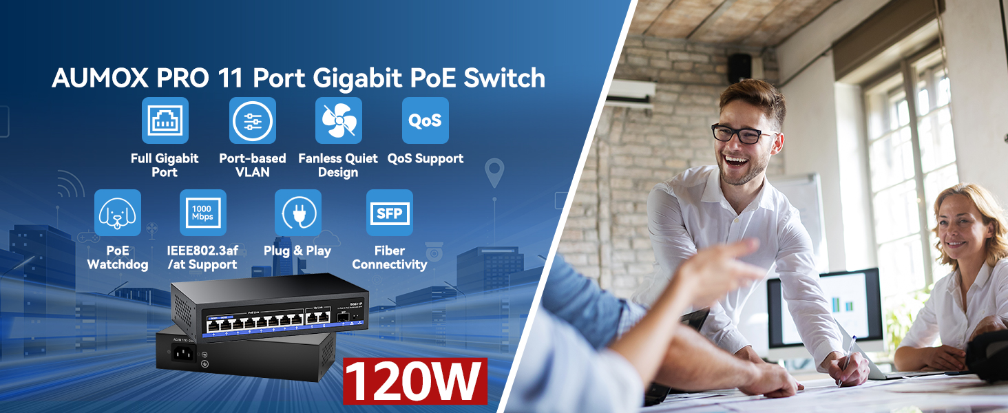 AUMOX PRO 11 Port Gigabit PoE Switch