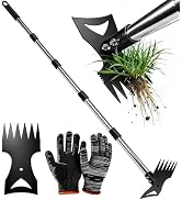 Nelyeqwo 71in Weed Puller Tool with Long Handle, 2 in 1 Adjustable Manual Weeders Heavy Duty Hand...