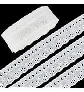FINGERINSPIRE 7.5 Yards Eyelet Cotton Lace Trim 2-1/8 inch Wide White Floral Cotton Lace Ribbon W...