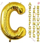 Smlpuame 40 Inch Large Gold Letter C Foil Mylar Alphabet Helium Balloons | Reusable Big Letters B...