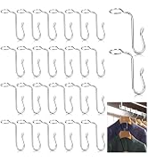 50 Pieces Hanger Connector Hooks Metal Hanger Extender Hooks Stable Clothes Hanger Connector for ...