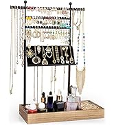 SOLIMINTR Jewelry Organizer, Jewelry Stand with Necklace Display Holder 3 Tier Earring Organizer ...