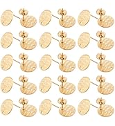 DICOSMETIC 50Pcs Stainless Steel Stud Earring Findings Textured Blank Earrings Flat Round Earring...