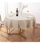 AUSSPVOCT Textured Tablecloth Round 60 Inch Waterproof Spill-Proof Wipeable Table Cloth Wrinkle F...