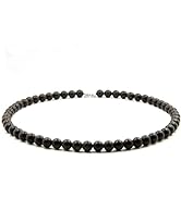 vv8oo Bian Shi Necklace Black Stone Beads Round for Men Women (8)