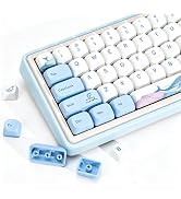 YMKPVR KBDiy Ocean Whale KOA Profile Keycaps Set,Dye-Sublimation PBT Blue Cute Custom Keyboard Ke...