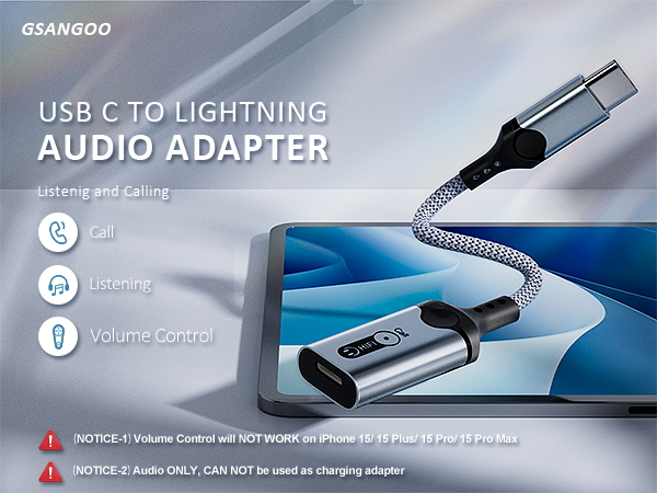USB C to Lightning Headphone Adapter