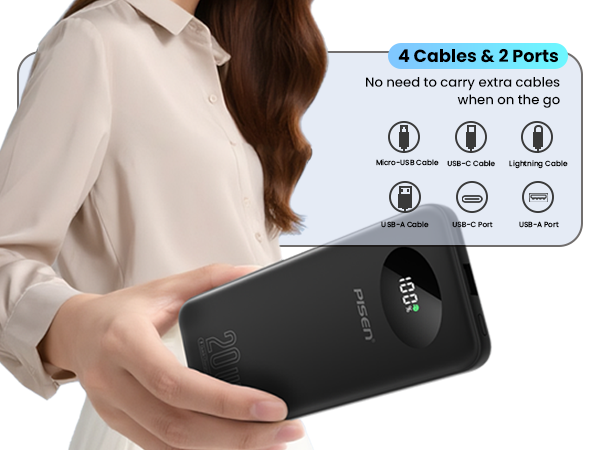 PISEN 10000mAh 3C Certified Power Bank