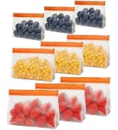 PABCK 9 Pcs Reusable Freezer Bags Stand Up Food Storage Leakproof Silicone PEVA Resealable Produc...