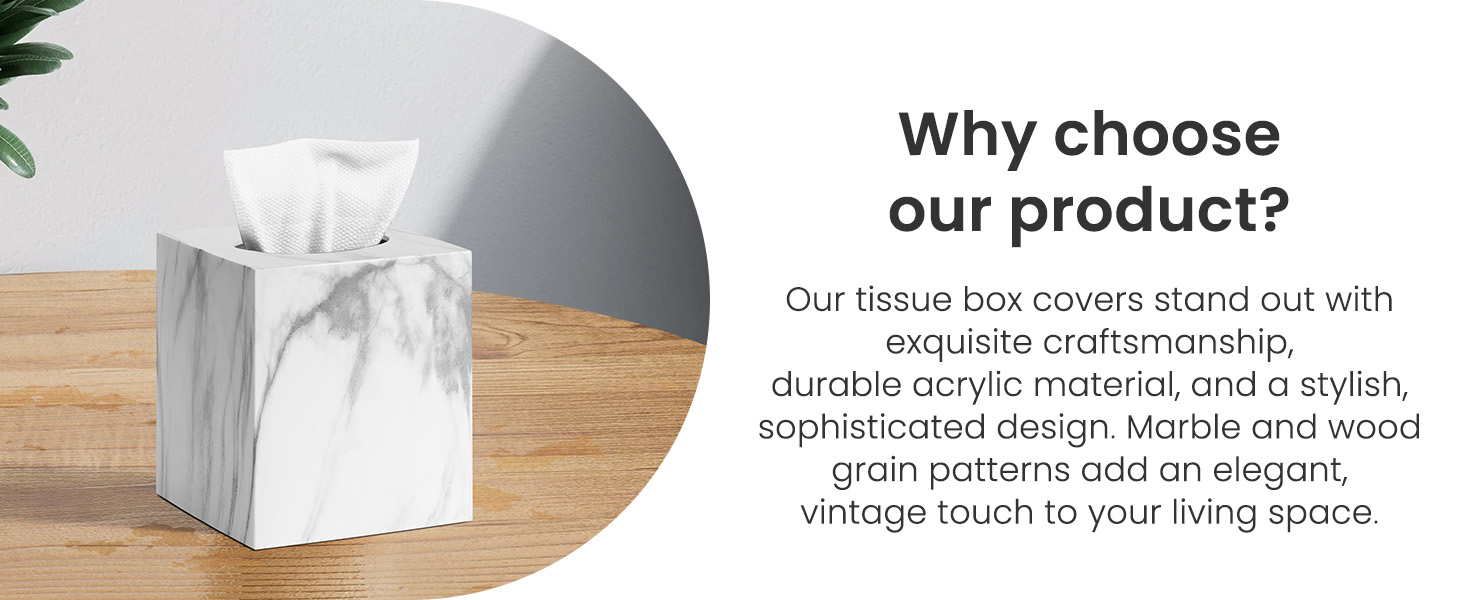 Square Tissue Box Cover Marble
