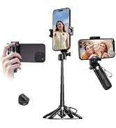 Portable 3-in-1 Selfie Stick Tripod Grip with 2 Cold Shoe Mounts – Compact Extendable Phone Holde...