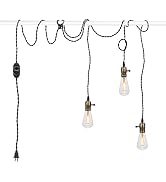 Vintage Pendant Light Kit Cord with Dimming Switch and Triple E26/E27 Industrial Light Socket Lam...