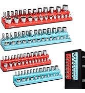 SHALL Magnetic Socket Organizer Set, 4-Piece SAE & Metric Socket Holder Set Includes 1/4", 3/8" D...