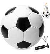 Soccer Ball Size 2/3/4/5 with Pump & Bag, Deflated Ball - 1 2 or 3 Pack - Classic Black & White -...