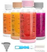 Zukro Glass Water Bottles 12 oz - 4 Pack Heat-resistant Borosilicate Small Juice Bottles with Sta...
