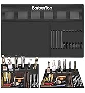 Magnetic Barber Mats for Clippers, with 6 Magnets & Dedicated Slots - 19.29"x12.6" Anti-Slip Heat...