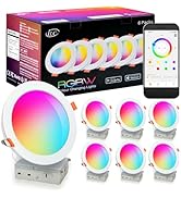 ILC 6 inch led recessed Light, Work with Alexa (Hub Required), App Controlled, RGB Color Changing...