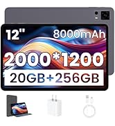 robtomp Android Tablet, 12 Inch Tablet with 2K IPS Display & Case, Octa-Core up to 2 GHz, 20GB RA...