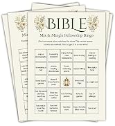 Tsunerrorami Bible Bingo Game for Adults – 25 Unique Sheets Christian Church Activity Cards for B...