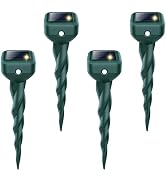 Mole Repellent Solar Powered, 4 Pack Snake & Skunk Repellent for Yard, IP 65 Waterproof Ultrasoni...