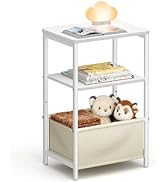 MISSLO Small Side Table for Small Spaces with Large Storage Tabletop Nursery End Tables Living Ro...
