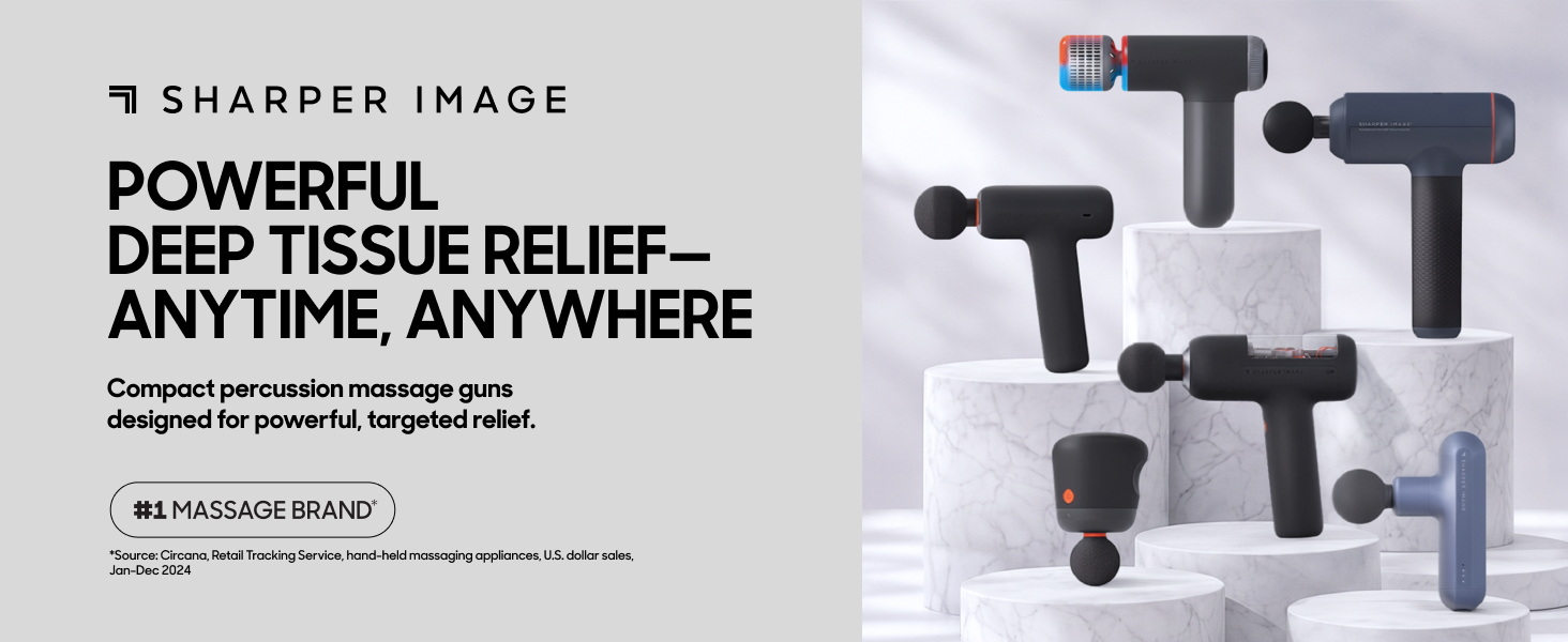 Sharper Image Percussion Massage Guns. Deep Tissue Muscle Recovery Anywhere