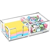 BOSSCASA Acrylic Sticky Note Holder, Self-Stick Note Pad Holder W/O Pads - Note Dispenser Memo Pa...