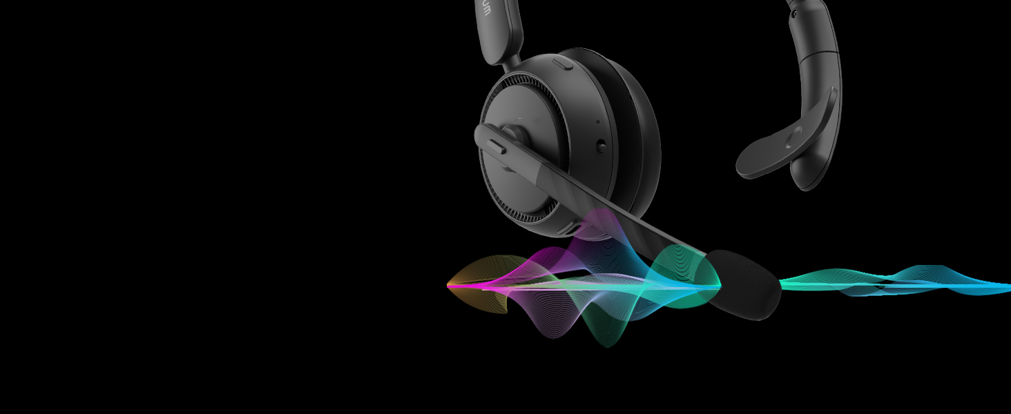Bluetooth Headset with Noise Cancelling Microphone, Bluetooth 5.3 Multi-Point/Mute, Wireless Headset