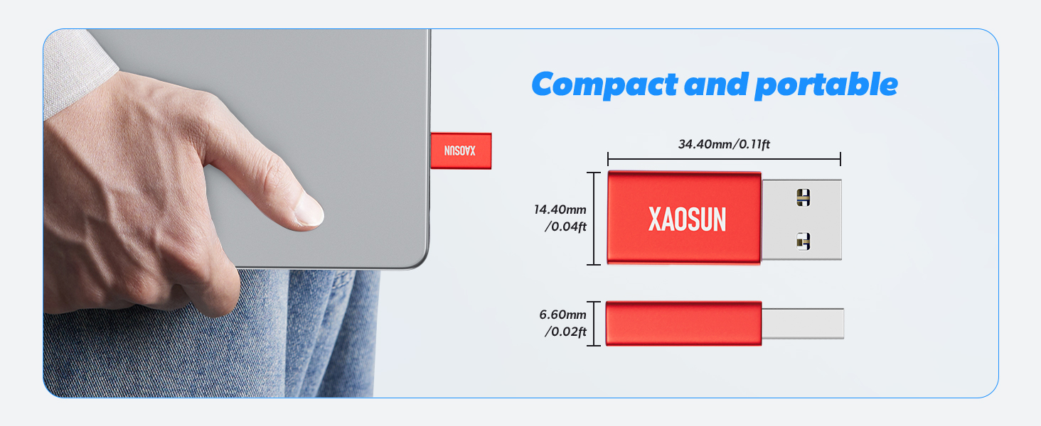 XAOSUN 10Gbps USB to USB C Adapter 3 Pack
