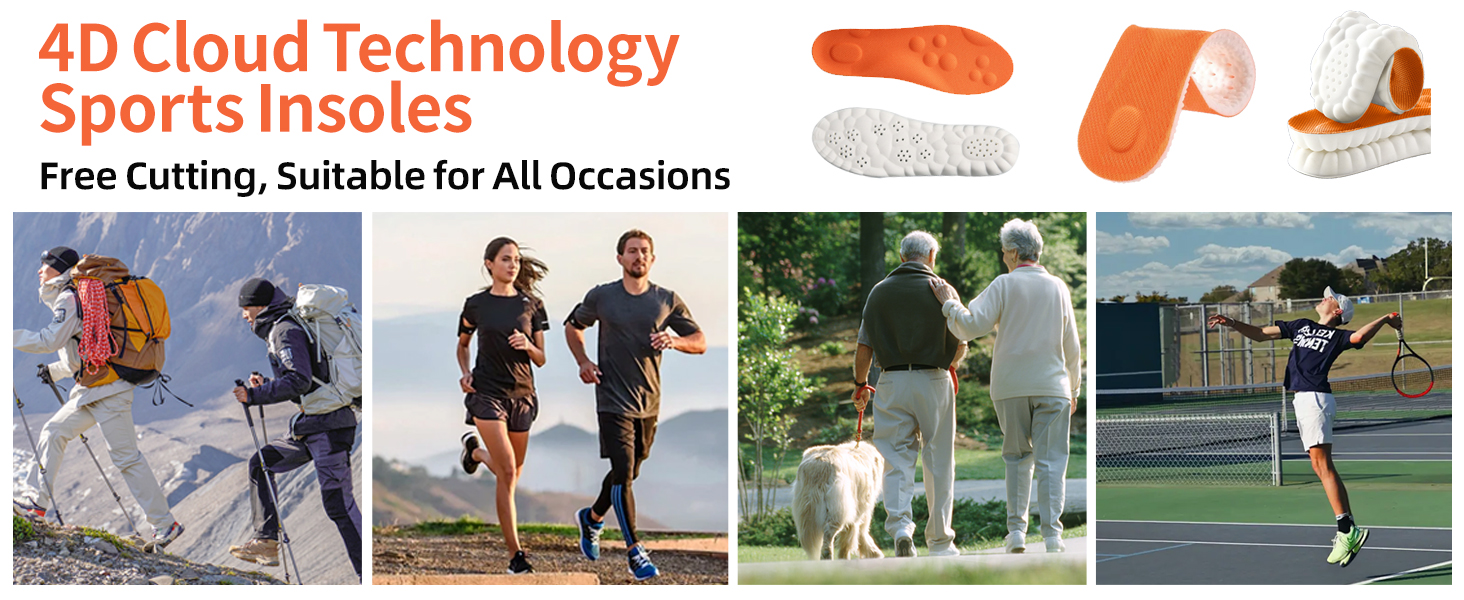 Steppers Insoles for Men Women - Arch Support, Massage Memory Foam, Breathable Inserts