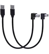 LANMINGLEL 90 Degree Short USB Printer Cable USB 2.0 Type A Male to Left & Right Angle B Male Sca...