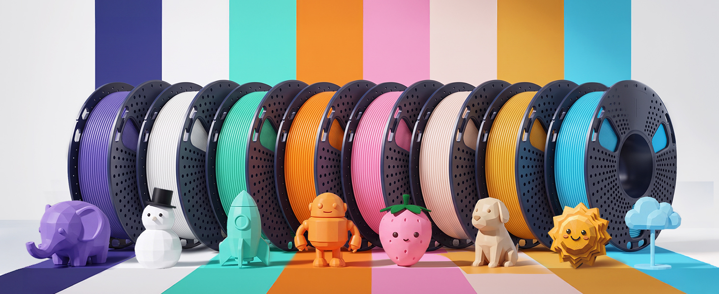 SUNLU 250g PLA Filament 1.75mm,3D Printer Filament Bundle Multicolor, Neatly Wound PLA Filament
