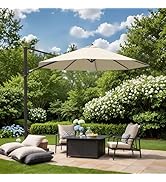 Greesum 10FT Outdoor Patio Umbrella with High Pedel and 4 Gear Heights, Large Offset Market Umbre...