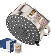 HOPOPRO 5 Modes High Flow Filtered Shower Head (6 Inch Brushed)