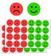 600 Pack - Happy/Sad Smile Face Behavior Emotion Stickers - Red/Green, 1"