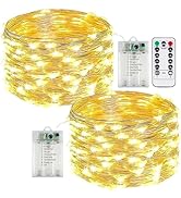 2-Pack 50 LED Fairy Lights Battery Operated with Remote Control Timer, 16 FT 50 LED Battery Light...