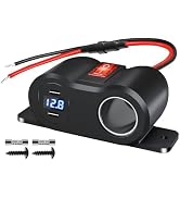 120W Dual PD3.0 Outlet Cigarette Lighter Socket Splitter with LED Voltmeter/Rocker, 12V Car Charg...