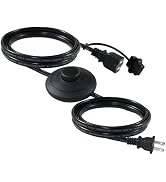 2 Prong Power Extension Cord with Foot Switch - 6FT Black Polarized Flat Short US AC 2 Prong Exte...